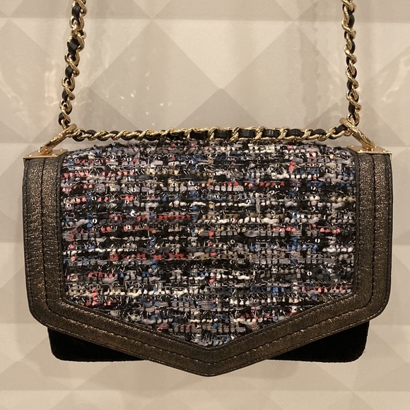 Sam Edelman shoulder bag AND cross body with gold hardware velvet tweed beaded - Picture 2 of 12